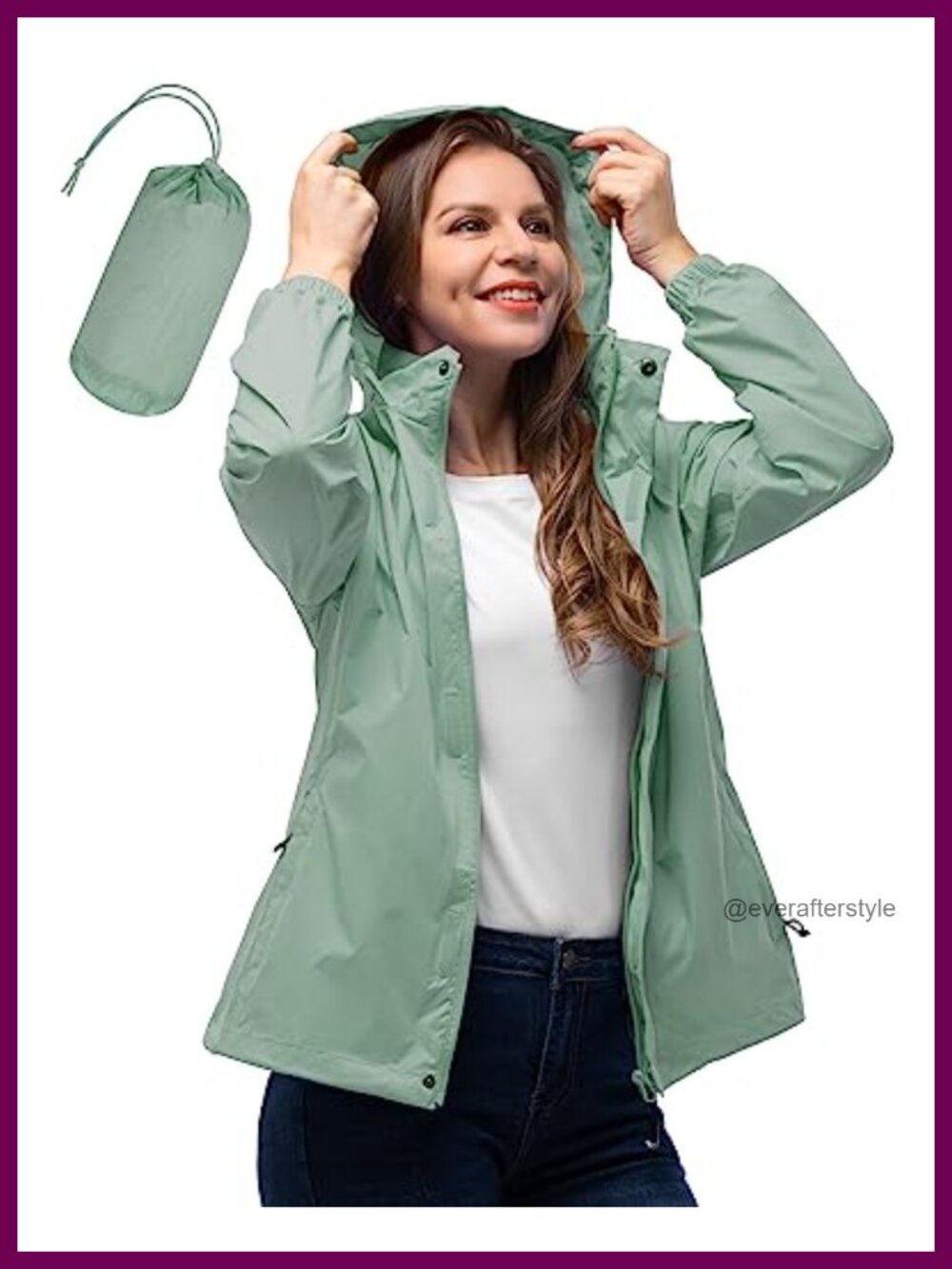 Packable Lightweight Waterproof Rain Jacket with Hood